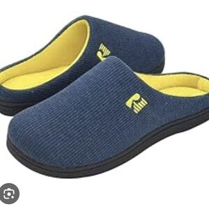 RockDove Men's ,Cozy Blue and Yellow Slippers, Size 9-10